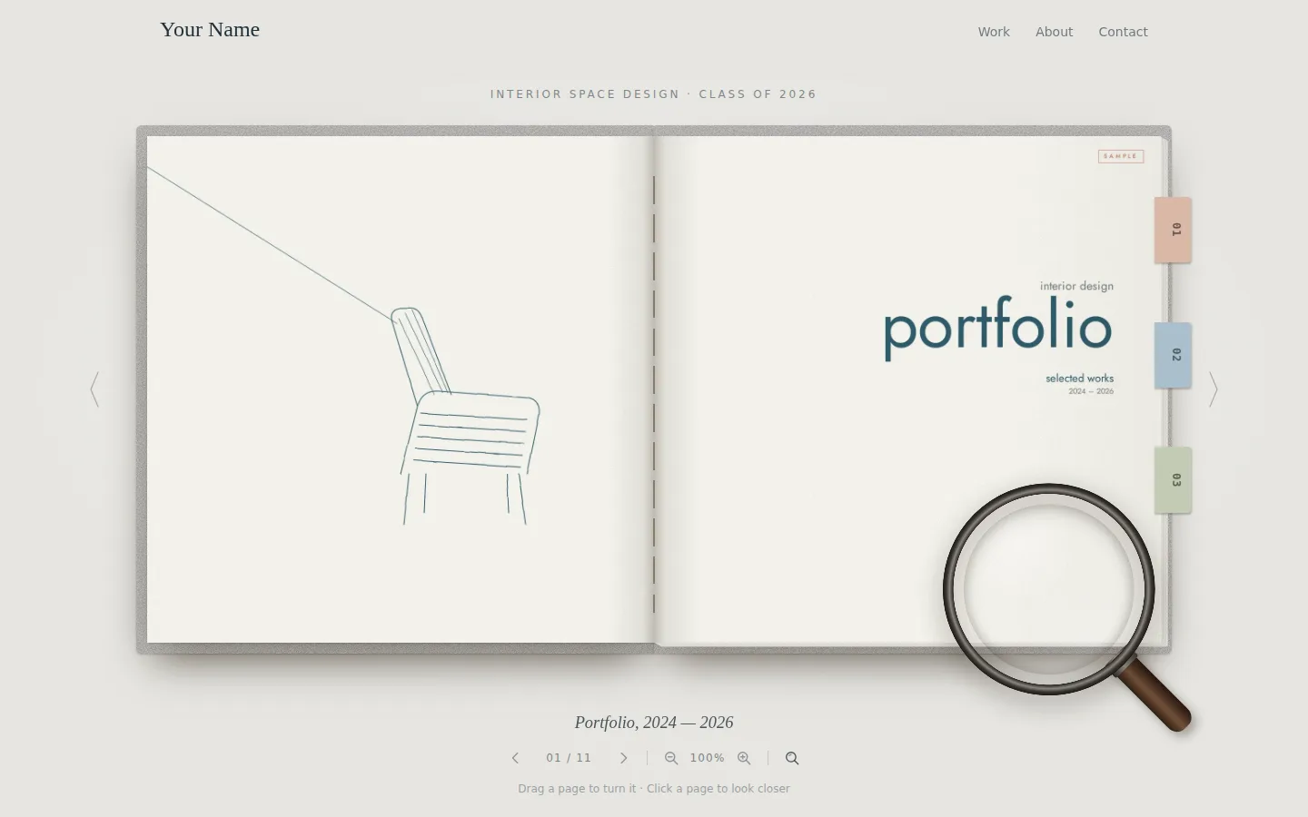 Screenshot of the ISD Portfolio template's landing page